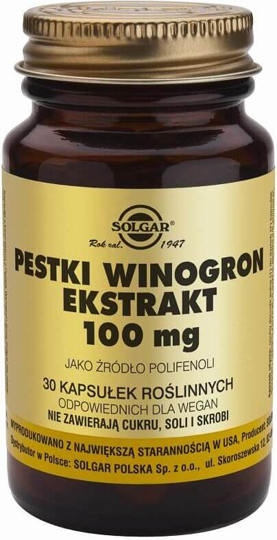 Extrait de pépins de raisin source de polyphénols 100mg 30 gélules SOLGAR