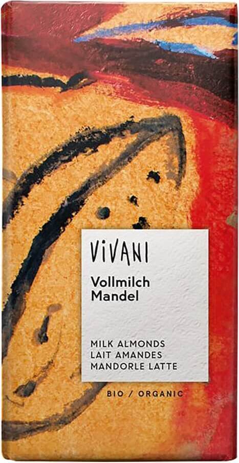 Chocolat au lait aux amandes BIO 100 g - VIVANI