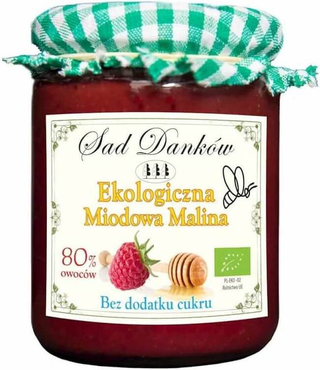 Confiture de framboises au miel sans sucre BIO 260 g - SAD DANKÓW