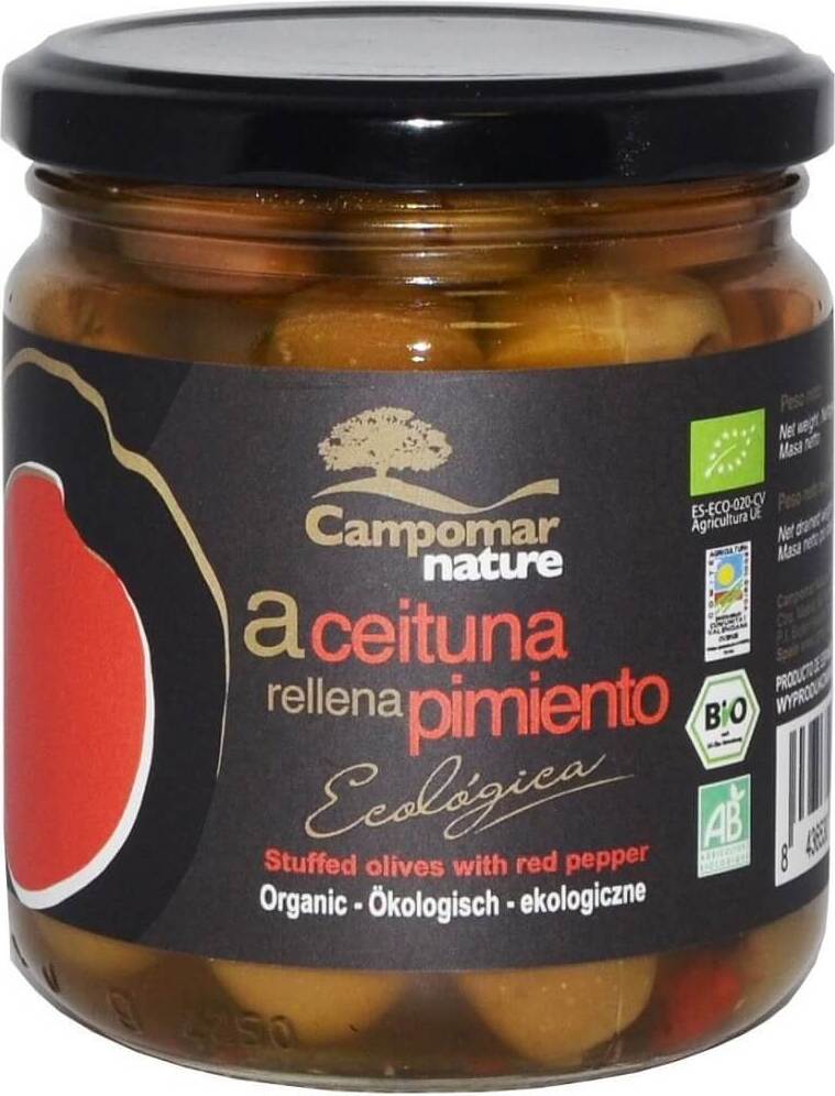 Olives vertes farcies à la pâte de piment rouge BIO 350 g - CAMPOMAR NATURE