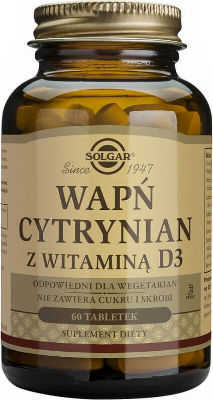 Citrate de calcium 500mg avec vitamine D3 300iu 60 comprimés SOLGAR