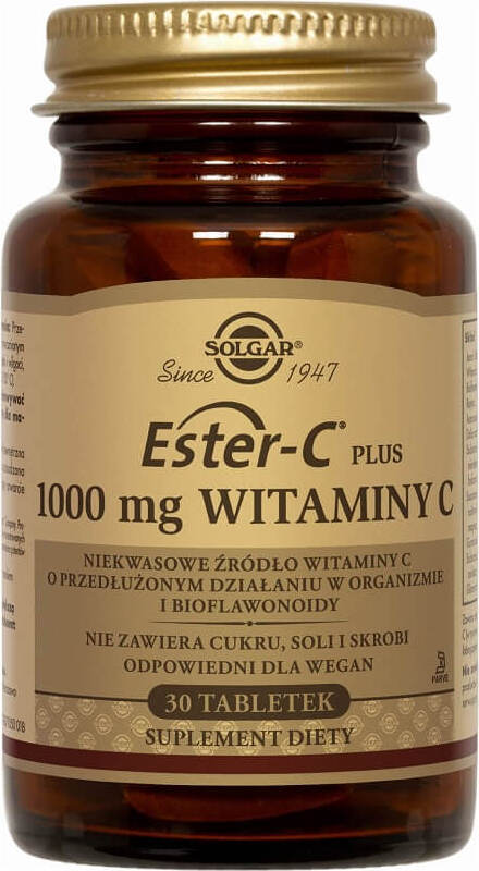 Ester - C plus 1000mg de vitamine C source non acide de vitamine C à action prolongée 30 comprimés SOLGAR