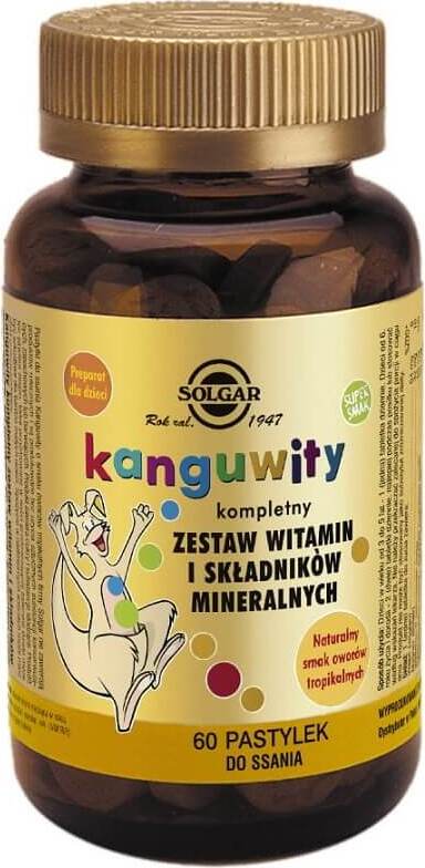 Un coffret complet de vitamines et minéraux goût kangourou de fruit trapical 60 pastilles SOLGAR