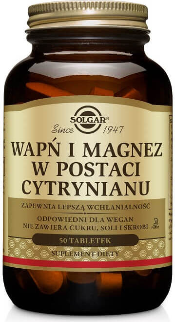 600mg de calcium et 300mg de magnésium sous forme de citrate 50 comprimés SOLGAR