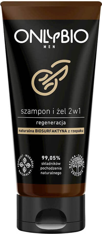 Shampoing et gel régénérant 2 en 1 pour homme, tube 200 ml - UNIQUEMENT BIO