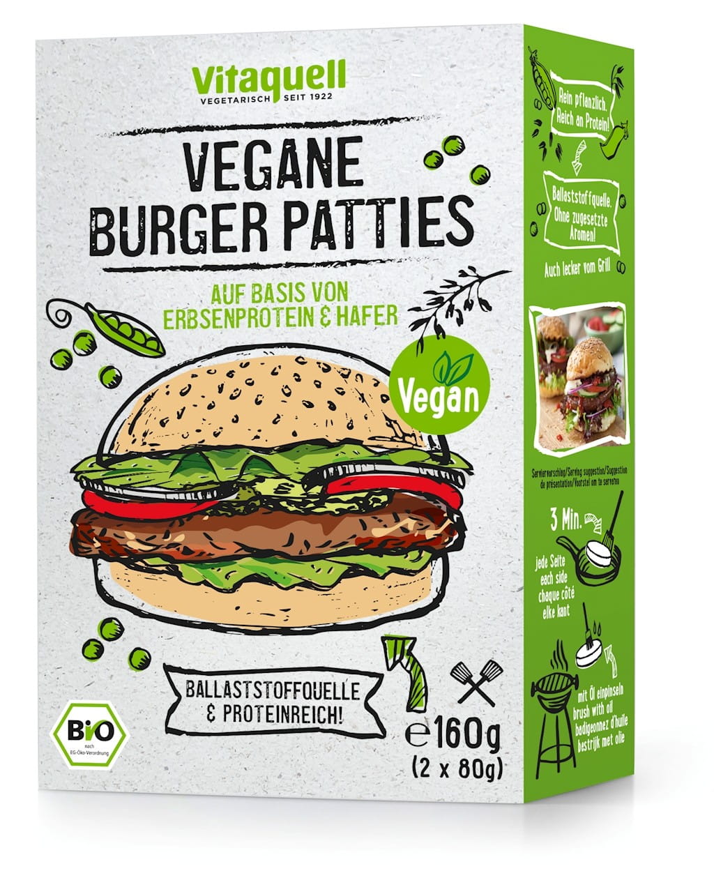 Burgers de légumes hyperprotéinés BIO (2 x 80 g) 160 g - VITAQUELL