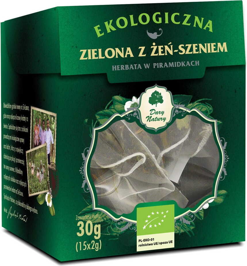 Thé vert au ginseng BIO pyramide (15 x 2 g) - CADEAUX DE LA NATURE
