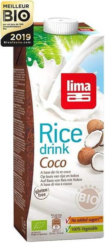 Boisson de riz au goût de noix de coco sans gluten BIO 1000 ml - LIMA
