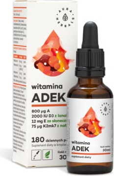 Vitamine A + D3 + E + K2MK7 gouttes 30 ml AURA HERBALS
