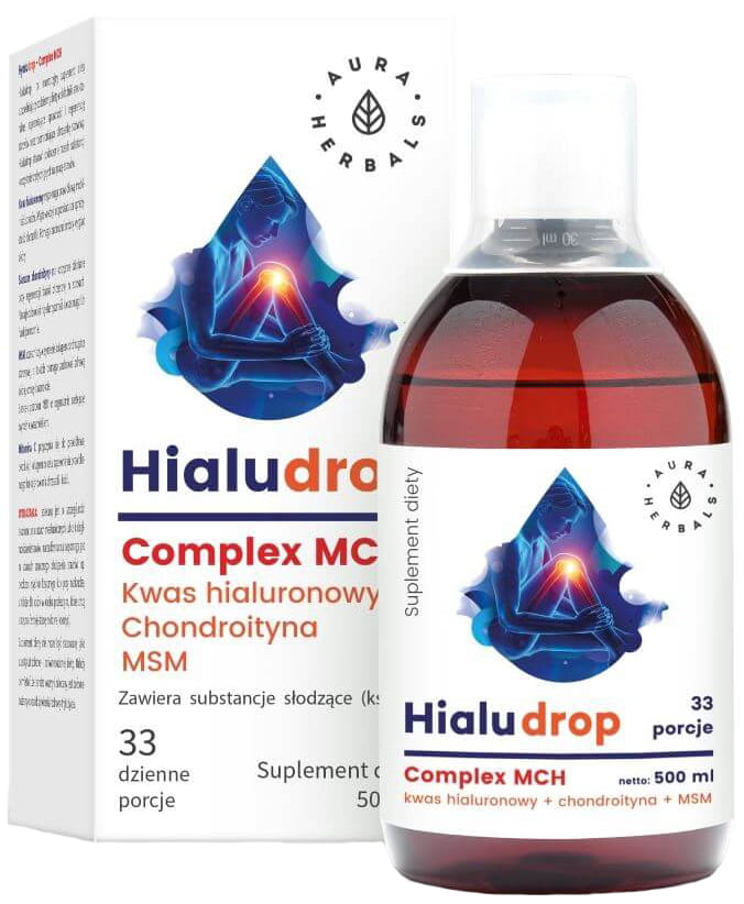 Hialudrop complexe mch acide hyaluronique chondroïtine MSM 33 portions 500ml AURA HERBALS