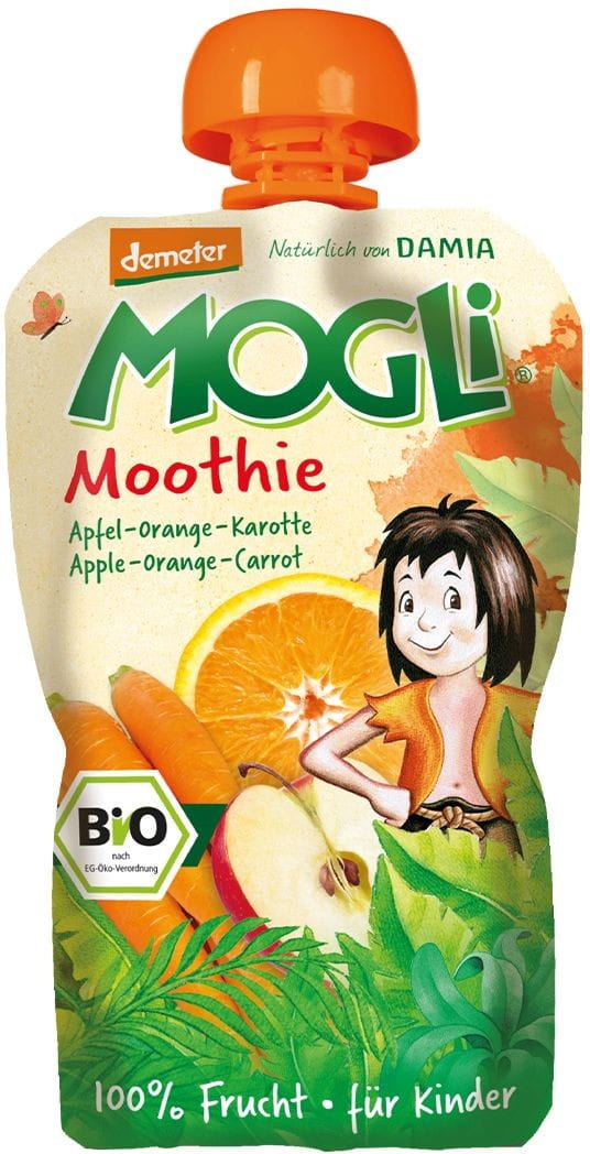 Moothie - purée de pomme à l'orange et aux carottes 100% fruit sans sucre ajouté BIO 100 g - MOGLI