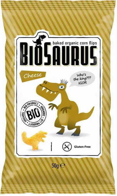 Chips de maïs dinosaures au fromage sans gluten BIO 50 g BIOSAURUS