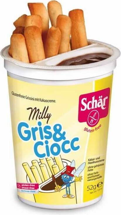 Bâtonnets de chocolat milly gris & ciocc sans gluten 52 g SCHÄR