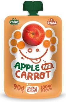 Purée pomme carotte après 6 mois d'âge BIO 90 g OVKO