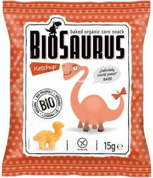 Chips de maïs dinosaures au goût ketchup sans gluten BIO 15 g BIOSAURUS