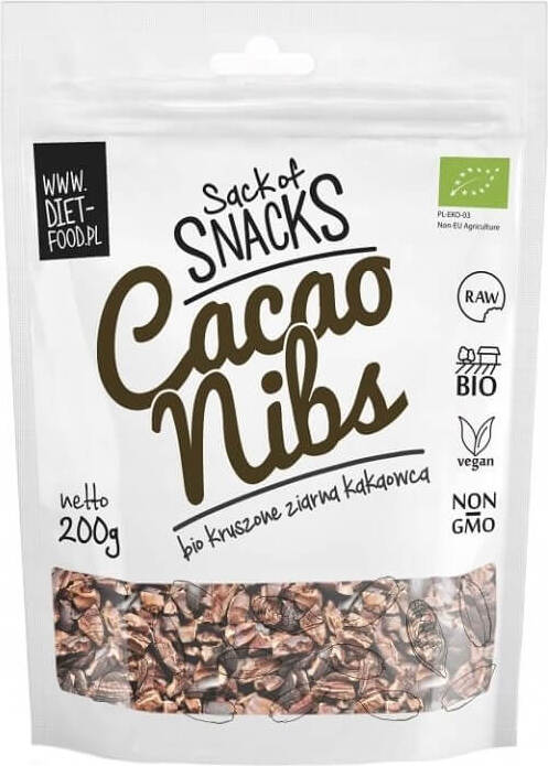 Fèves de cacao concassées sans gluten BIO 200 g DIET - FOOD