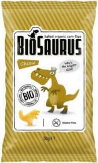 Chips de maïs dinosaures saveur fromage sans gluten BIO 4x15 g BIOSAURUS