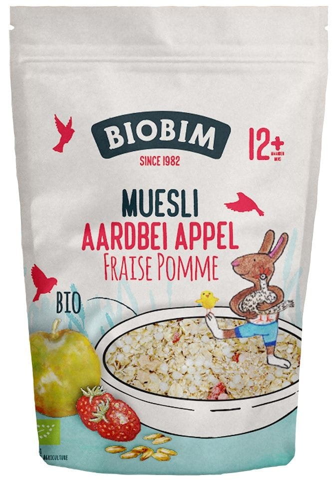 12 mc muesli d'avoine aux pommes et fraises et vitamine B1 BIO 150 g - BIOBIM