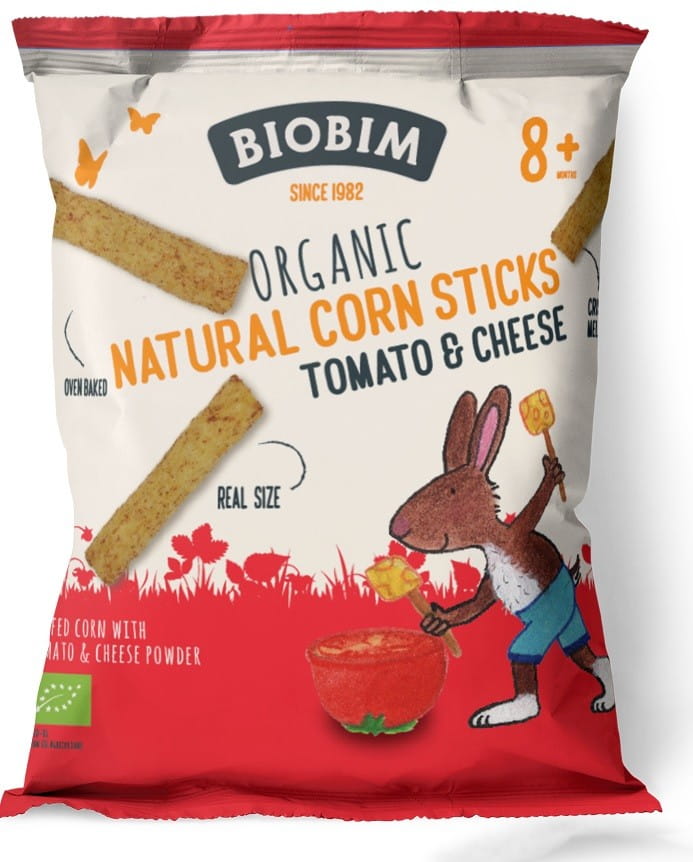 8 mc chips de maïs saveur fromage et tomate avec vitamine B1 BIO 25 g - BIOBIM