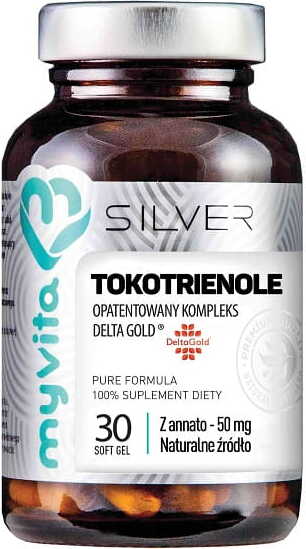 Tocotriénols, complexe breveté d'or delta au rocou 50 mg 30 gélules, comprimés MYVITA SILVER PURE