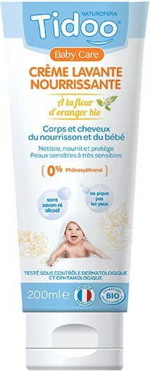 Crème lavante corps et cheveux bébé et enfant eco fleur d'oranger 200 ml - TIDOO