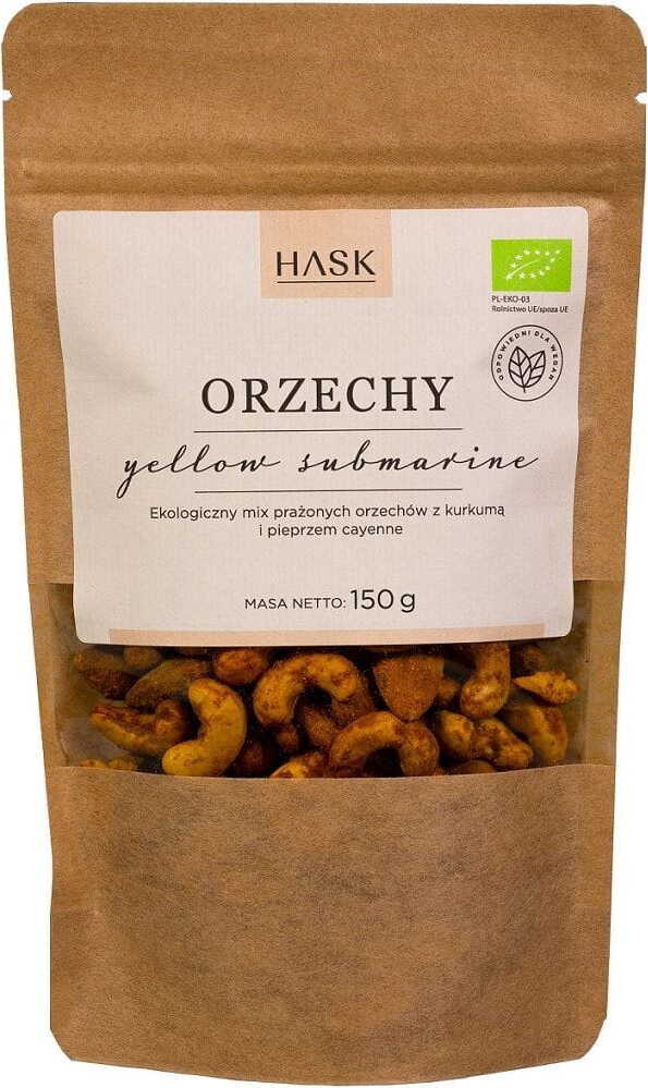 Mélange de noix grillées au curcuma et poivre de cayenne (sous-marin jaune) BIO 150 g - HASK