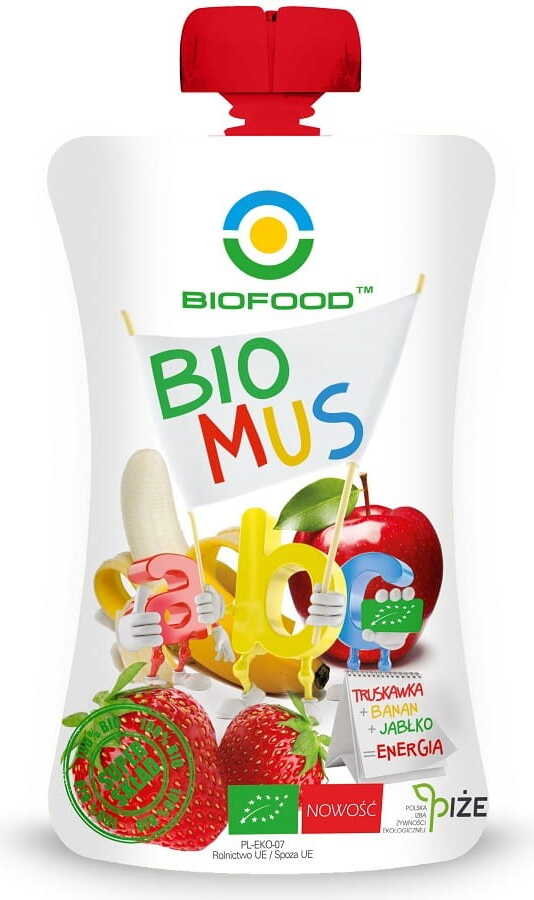 Mousse fraise, banane et pomme BIO 90 g - BIO FOOD