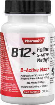 Vitamine B12 + folate 5 - mthf methyl 500 ?Gb - max actif + 60 gélules l PHARMOVIT