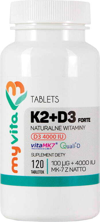 Vitamine K2 + D3 FORTE D - 3 4000iu et K2 100 µg 120 comprimés de MYVITA