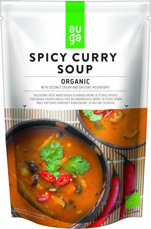 Soupe épicée au curry avec crème de coco et champignons shiitake BIO 400 g AUGA