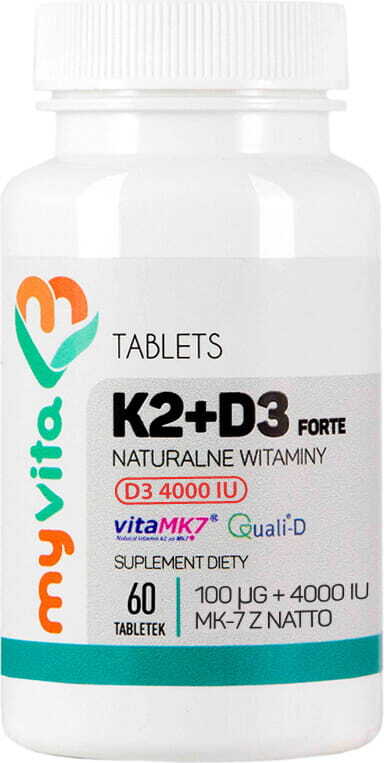 Vitamine K2 + D3 FORTE D - 3 4000iu et K2 100µg 60 comprimés MYVITA