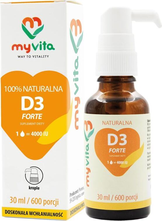 Vitamine D3 D - 3 LIQUID FORTE 4000 et gouttes de 30 ml, 600 portions de MYVITA
