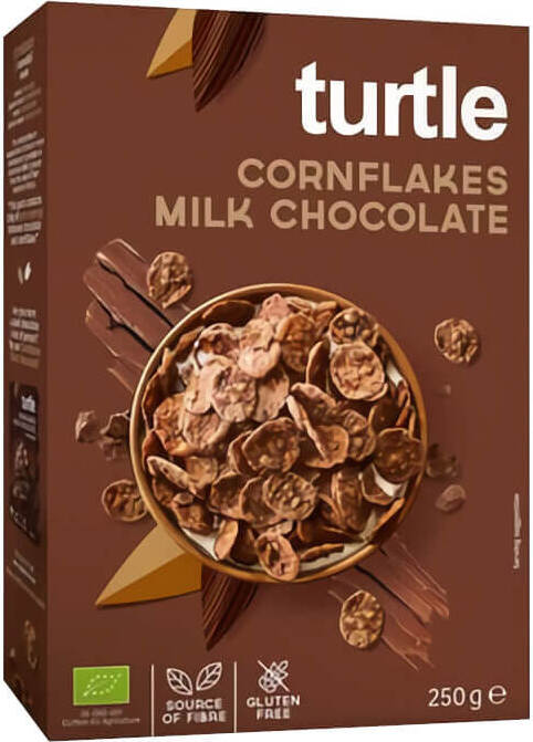 Corn flakes enrobés de chocolat au lait sans gluten BIO 250 g - TURTLE