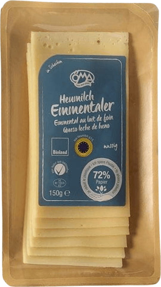 Emmental en tranches BIO (45% de matière grasse sur sec) 150 g - OMA