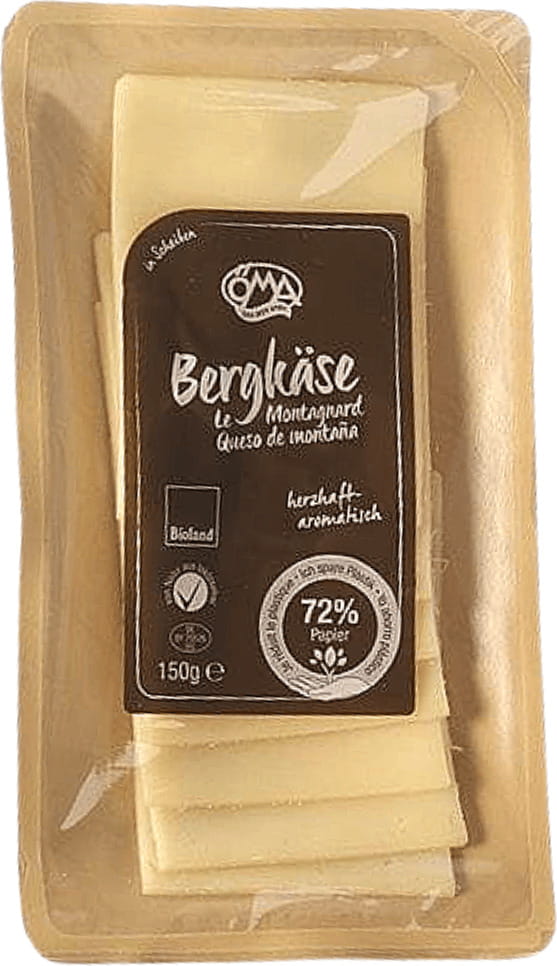 Fromage fumé Bergkäse (montagne) tranches BIO (45% de matière grasse sur sec) 150 g - OMA