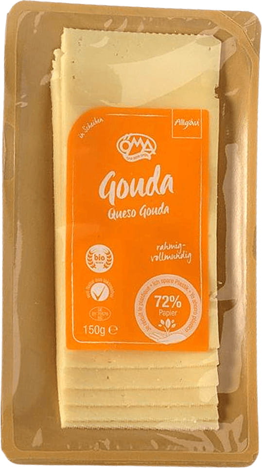 Fromage Gouda en tranches BIO (48% de matière grasse sur sec) 150 g - OMA