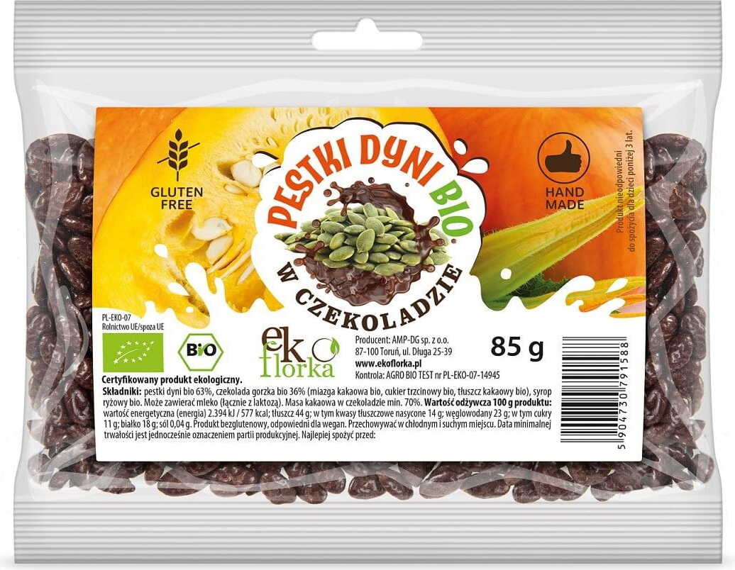 Graines de courge au chocolat noir sans gluten BIO 85 g - EKOFLORKA