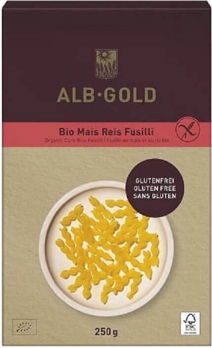 Pâtes (maïs - riz), torsadées, sans gluten BIO 250 g - ALB GOLD