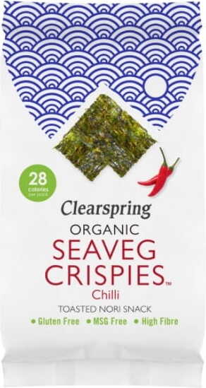 Chips d'algues marines saveur piment de mer. Sans gluten BIO 4 g CLEARSPRING