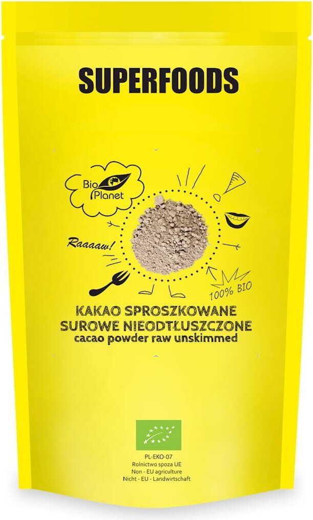 Cacao cru en poudre dégraissé BIO 500 g - BIO PLANET