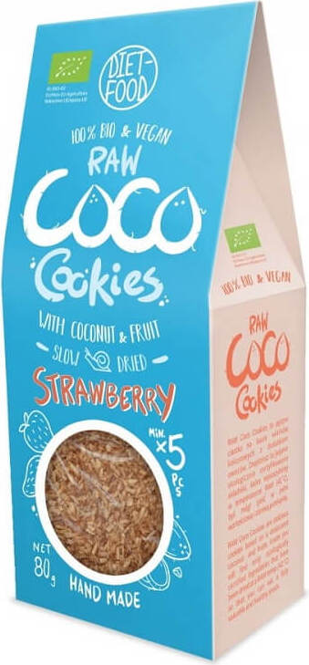Biscuits à la noix de coco et à la fraise BIO 80 g DIET FOOD