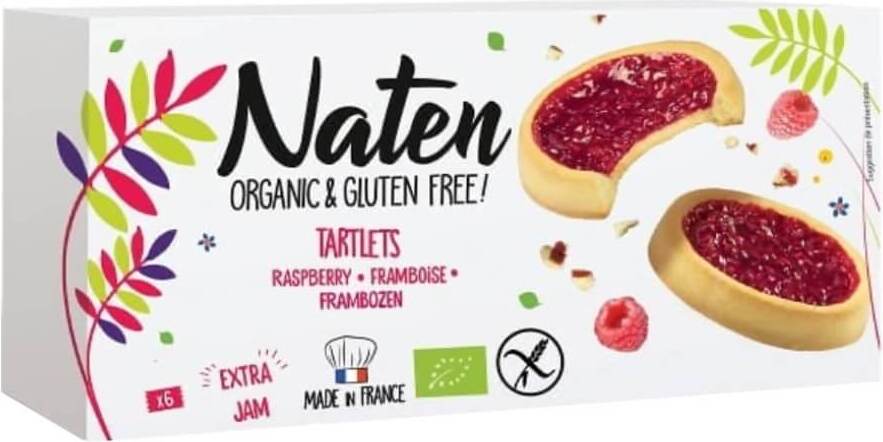 Tartelettes sans gluten à la confiture de framboise BIO 130 g - NATEN