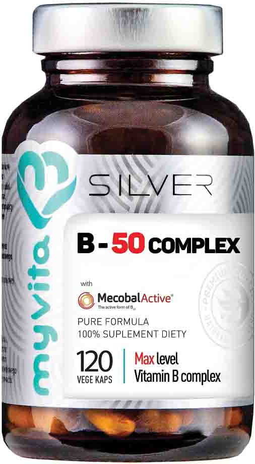 Vitamines B avec méthylcobalamine B - 50 complexe mecobalactive 120 gélules MYVITA SILVER PURE