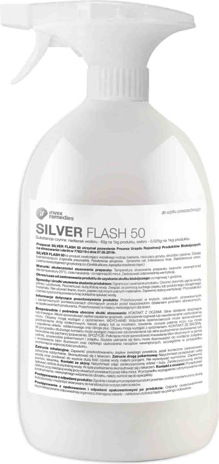 Silver flash 50 spray bactéricide, désinfectant 500 ml INVEX RECEDIES