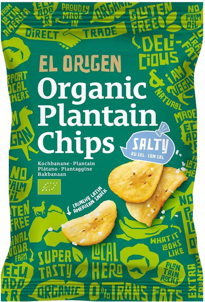 Chips de plantain salé, sans gluten BIO 80 g - EL ORIGEN
