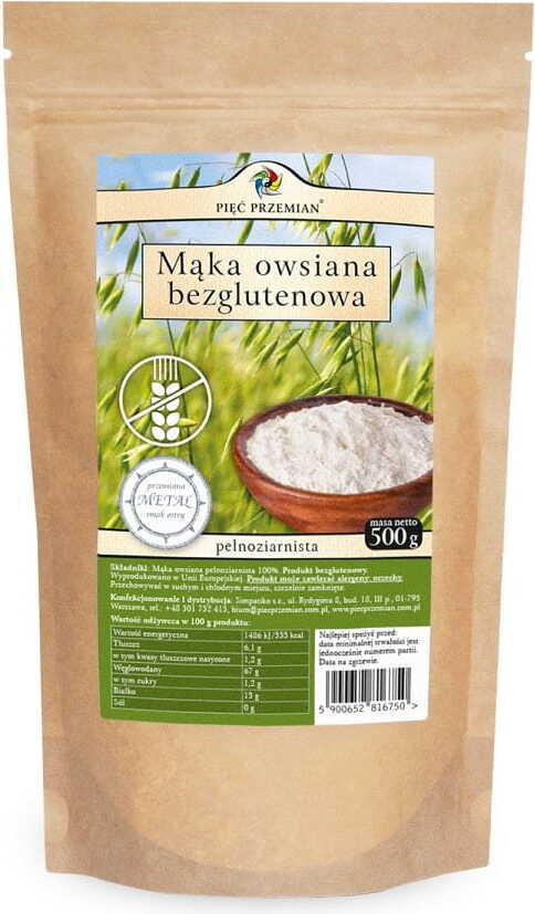 Farine d'avoine sans gluten BIO 500 g - CINQ CHANGEMENTS