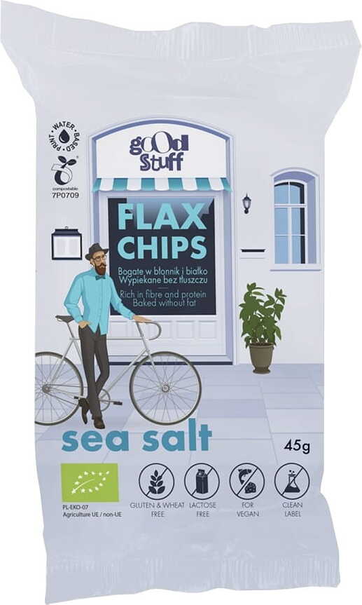Chips de lin au sel de mer cuites sans gluten BIO 45 g - GOOD STUFF