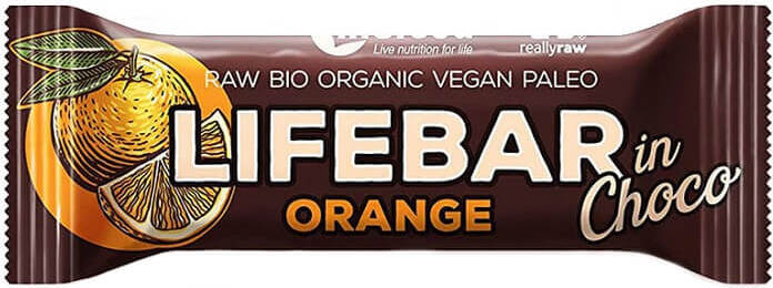 Tablette orange enrobée de chocolat crue sans gluten BIO 40 g - LIFEFOOD