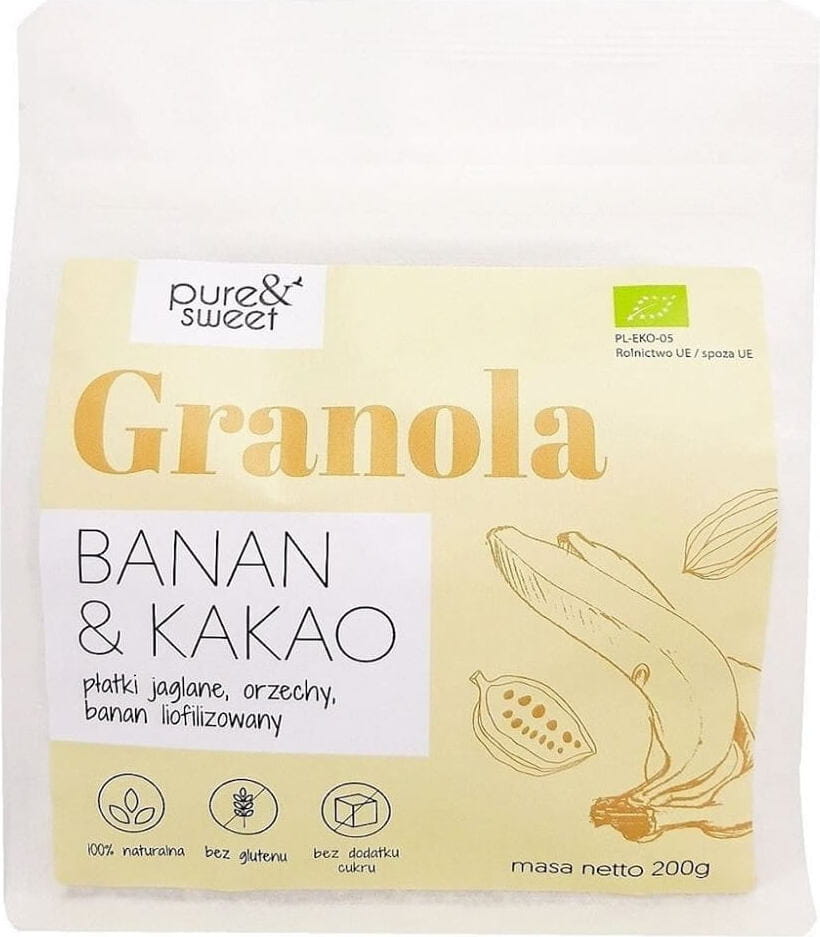 Granola banane & cacao sans gluten BIO 200 g - PURE & DOUX