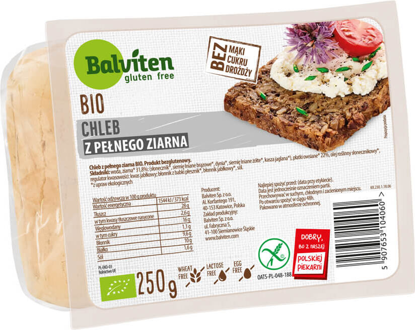Pain complet sans gluten BIO 250 g - BALVITEN